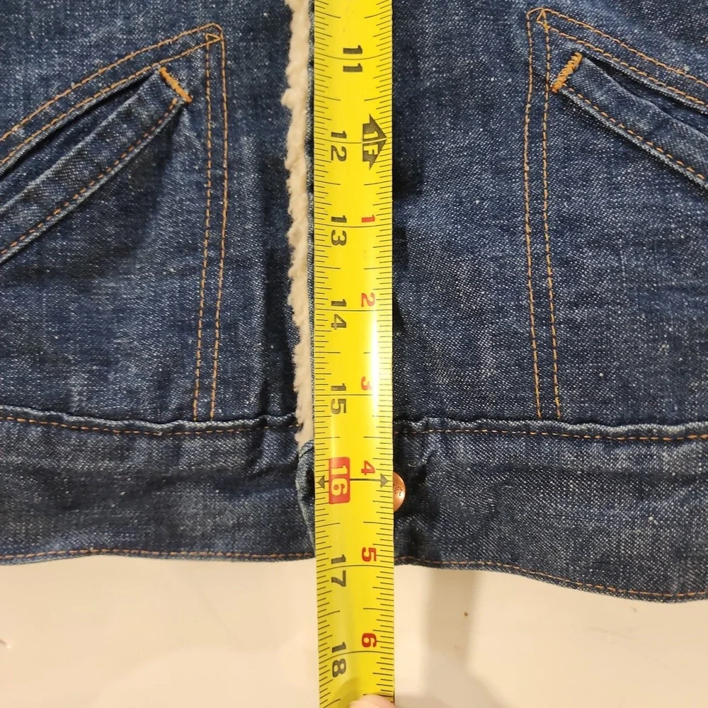 Vtg 1970s Wrangler Youth Western Sherpa Lined Denim Wranger Jacket Kids Med 5-6